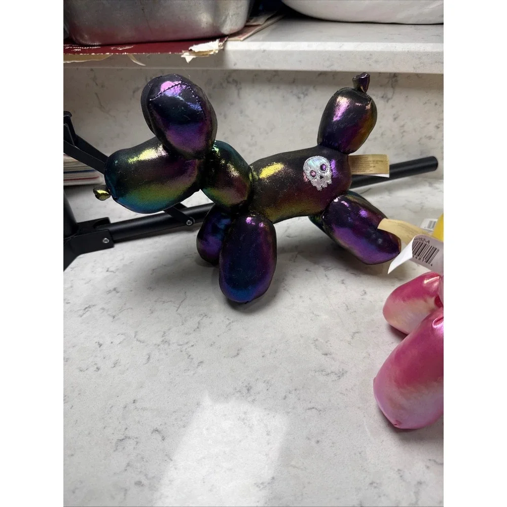 Balloon Animal Plush Set 4pc Iridescent Metallic Dog Bunny Pop Art Toys 204052-A